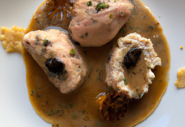 Quenelles de dinde au vadouvan et sa sauces au morilles