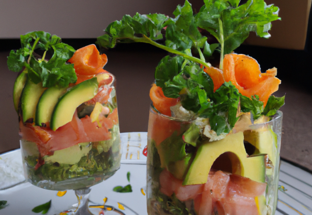 Verrine d'avocat et saumon au thermomix