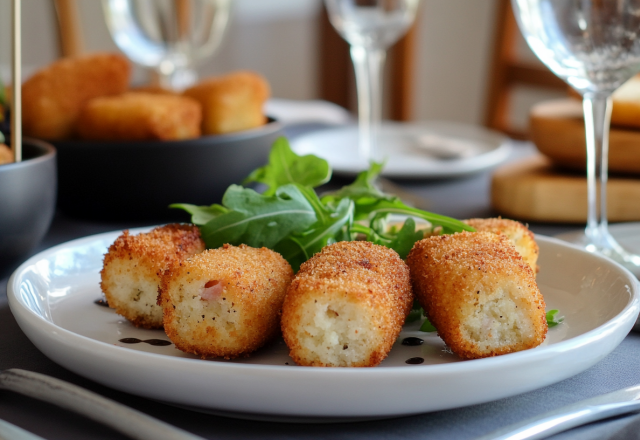 Croquettes de purée, jambon, gruyère