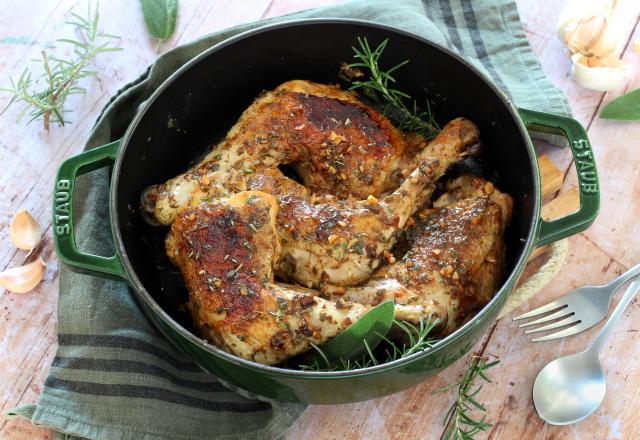 Cuisses de poulet aux herbes aromatiques et vinaigre de cidre