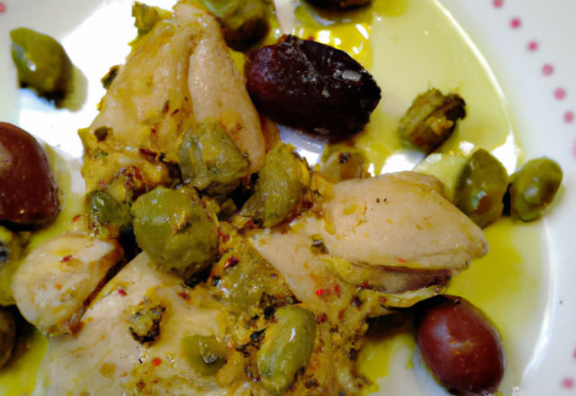 Chapon aux olives et pistaches