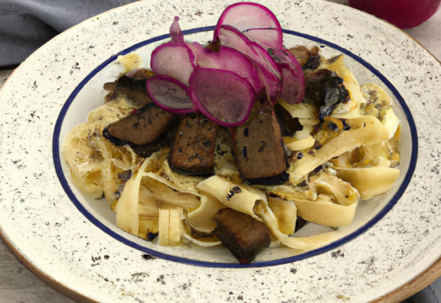 Piccatas de foie gras de canard aux tagliatelles de radis noirs