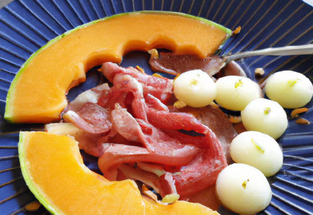 Carpaccio de magret et melon