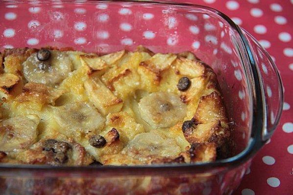 Clafoutis pomme, banane aux pépites de chocolat