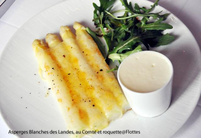 Asperges blanches des Landes au comté et roquette