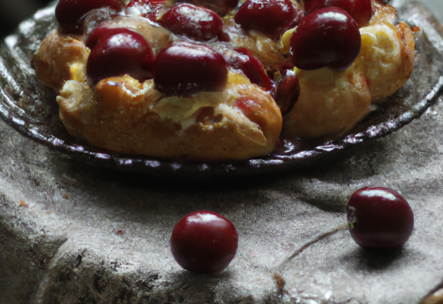 Tarte aux cerises profiteroles