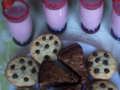 Brownies, cookies et milkshake