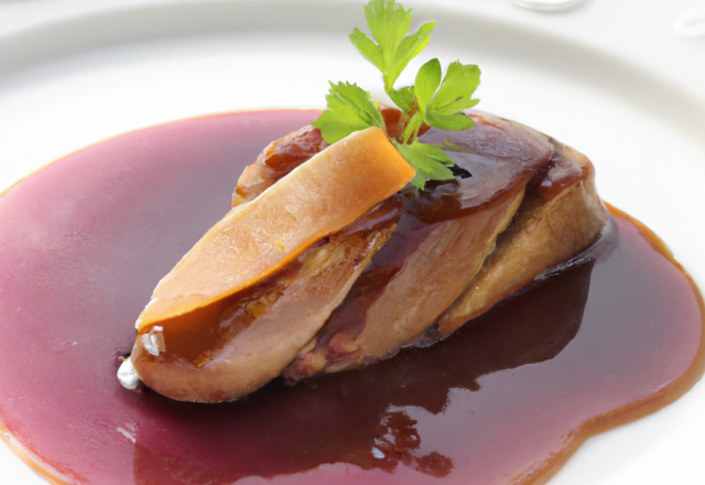 Foie gras de canard sur pieds de porc braisés maison