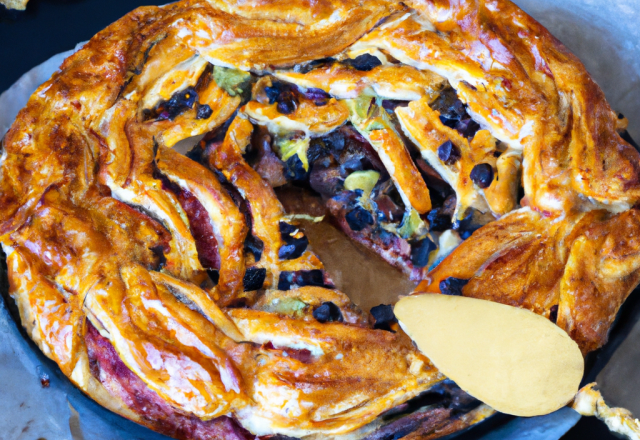 Galette des rois briochée à la frangipane et aux myrtilles