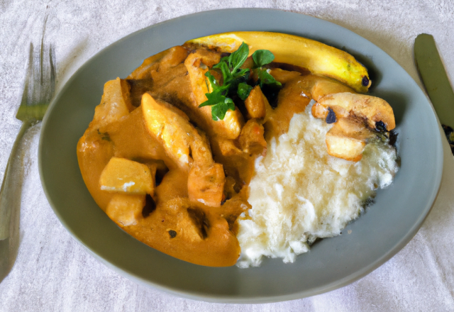 Curry de poulet à la noix de coco et bananne