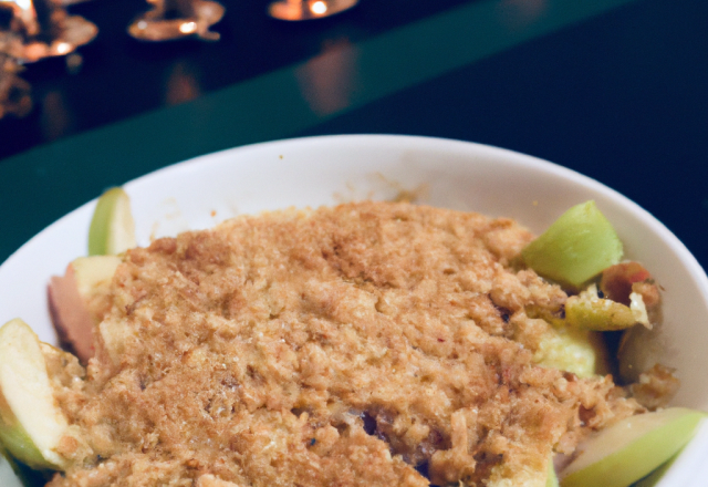 Crumble à la bergamote et soja poire-amande