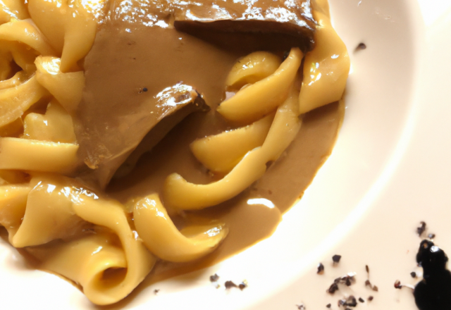 Pâtes d'alsace au foie gras sauce à la truffe