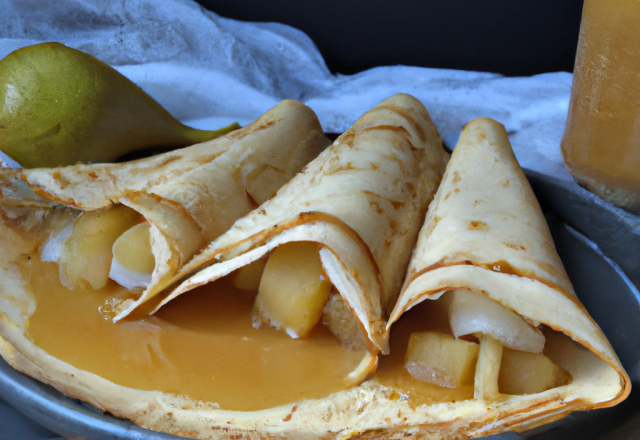 Crêpes bretonnes poires et caramel beurre salé