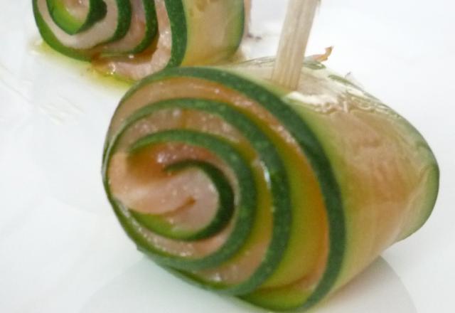 Roulé de courgette au saumon fumé