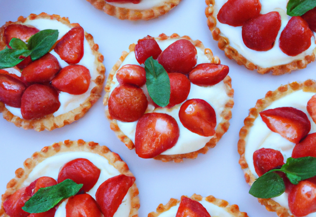 Tartelettes aux fraises sur sablé et crème mascarpone vanillée