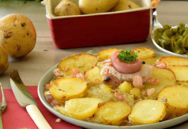 Tartiflette aux pommes de terre marinées au vin de Savoie