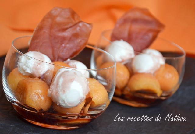 Verrines de melon et chèvre au sirop de Porto