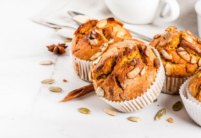 Muffins au potimarron, épices et graines de courge