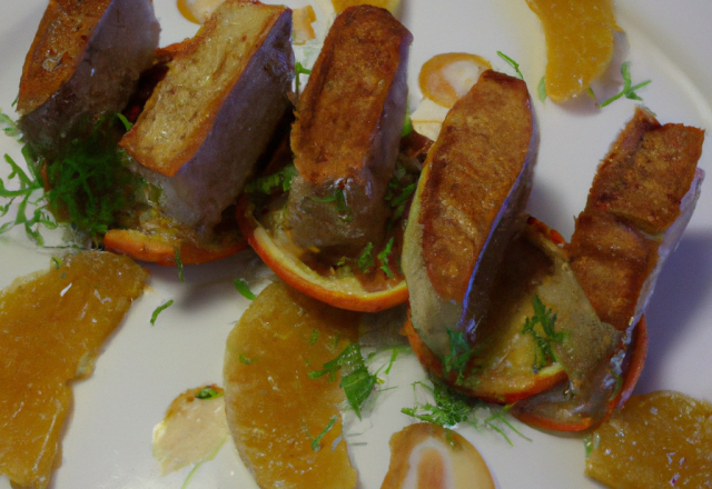 Croustillants de foie gras à la compotée d'endives aux oranges