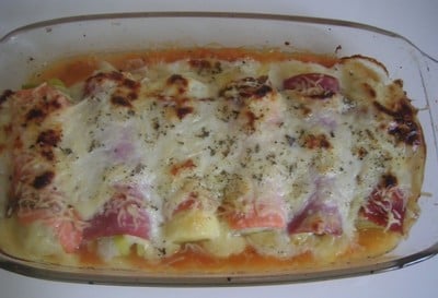 Rouleaux de poireaux gratinés