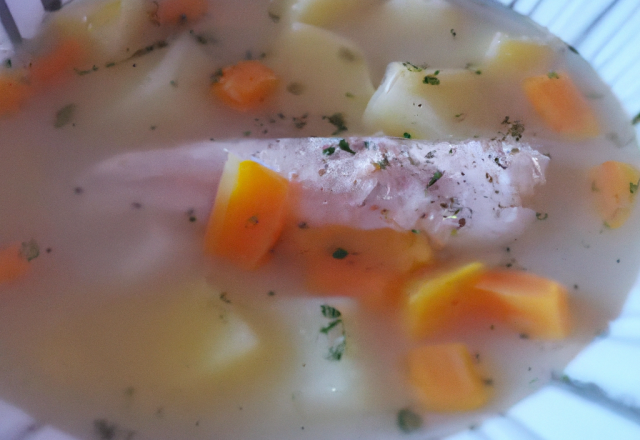 Soupe de pommes de terre et carottes au poisson