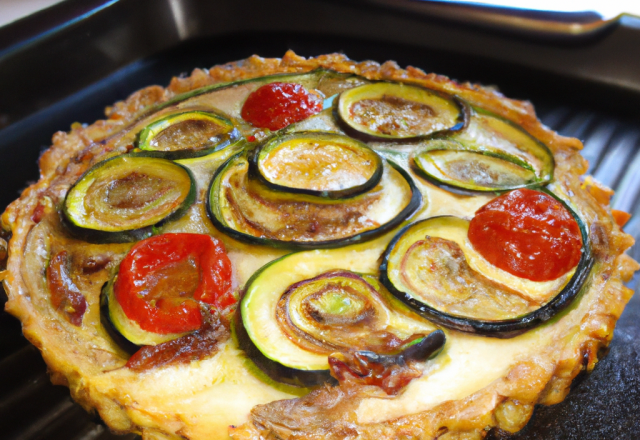 Tarte au pur brebis des Pyrénées à la courgette et aux tomates séchées