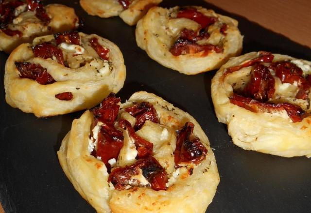 Roulés feuilletés tomates séchées et chèvre frais