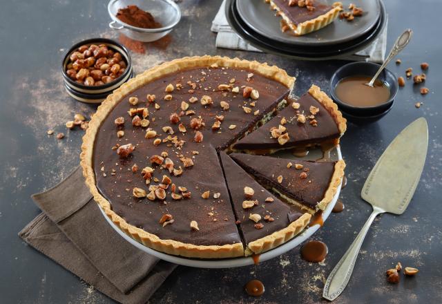 Tarte au chocolat noir et caramel au beurre salé