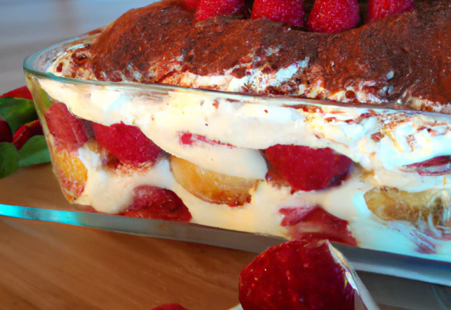 Tiramisu au chocolat blanc fraises framboises