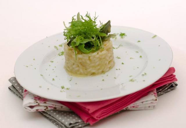 Risotto tout citron : citron confit et limoncello