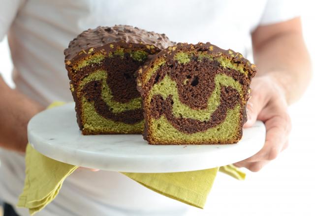 Cake marbré chocolat et pistache