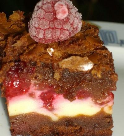 Brownie cheese cake aux framboises