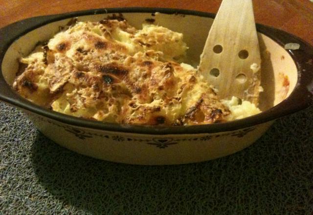 Gratin de pommes de terre sauce crémeuse au chèvre