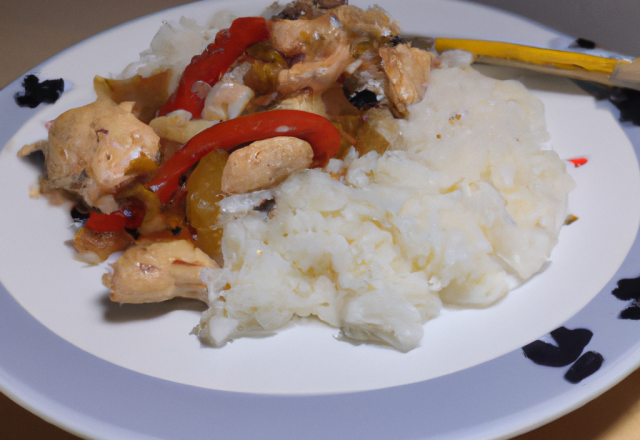 Riz au poulet et aux poivrons