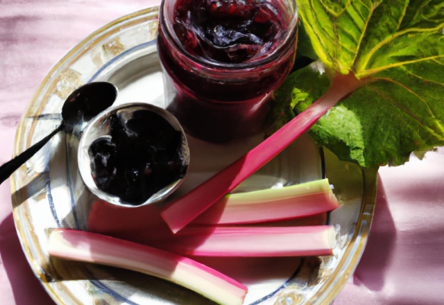 Confiture de myrtilles et rhubarbe