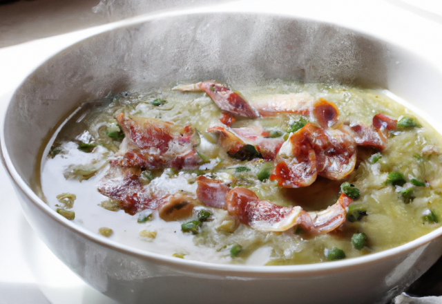 Soupe de pois cassés et lardons fumés