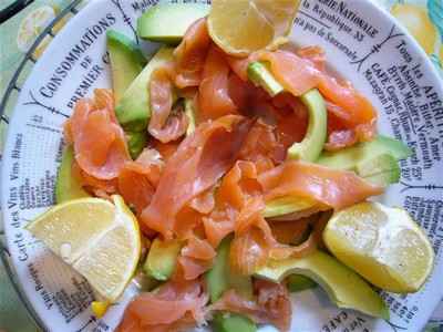 Salade avocat saumon