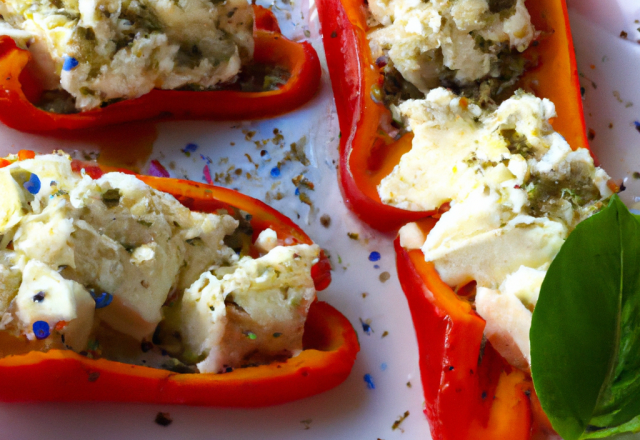 Poivron au fromage de chèvre et au basilic