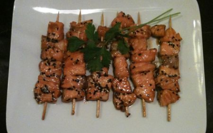 Mes brochettes de saumon à la japonaise