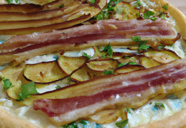 Tarte aux poires bacon et roquefort