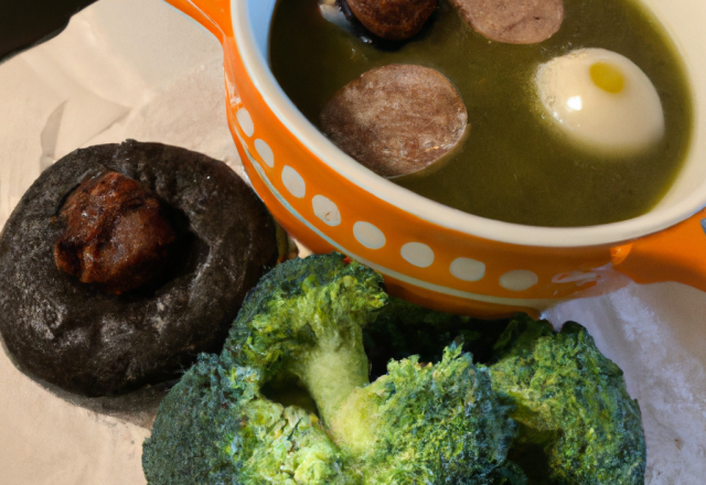 Soupe brocolis et boudin noir