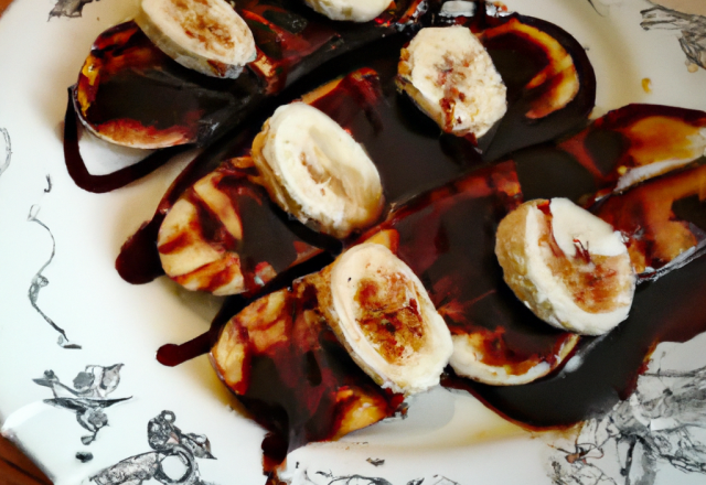 Bananes flambées au rhum sauce choco-coco