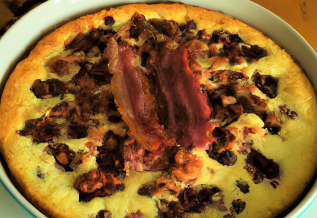 Clafoutis aux lardons,roquefort et noix