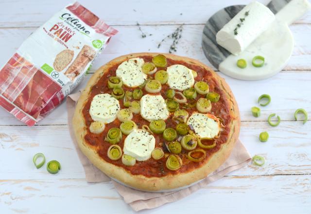 Pizza sans gluten aux légumes et au chèvre