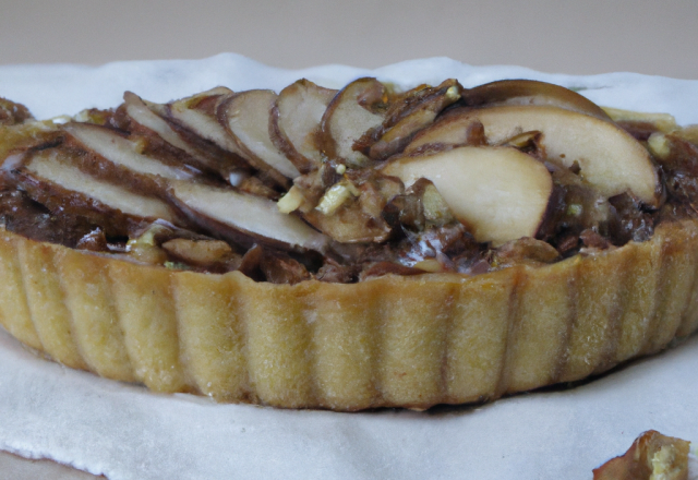 Tarte aux pommes, noix et chocolat