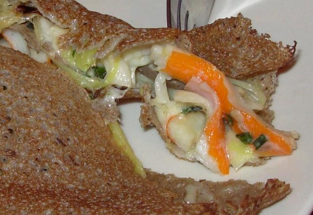 Galette à la fondue de poireaux et au surimi économique