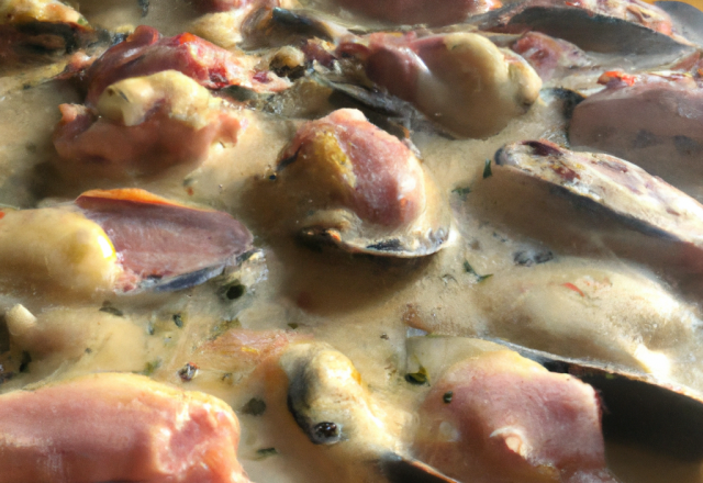 Moules à la crème de jambon