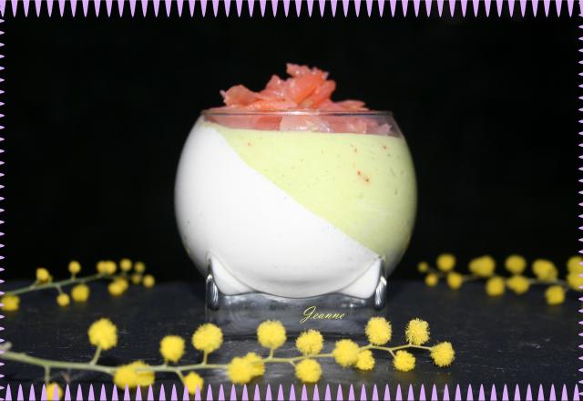 Mousse d'avocat et panna-cotta au roquefort