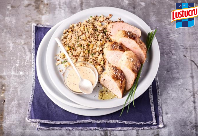 Quinoa crémeux et son filet mignon de porc à la moutarde