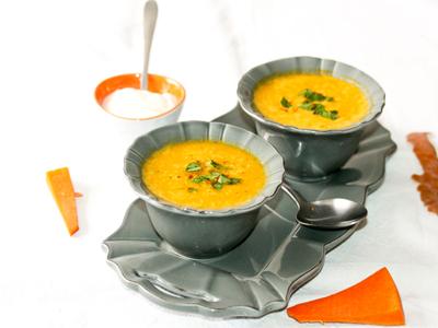 Soupe potiron lentilles corail